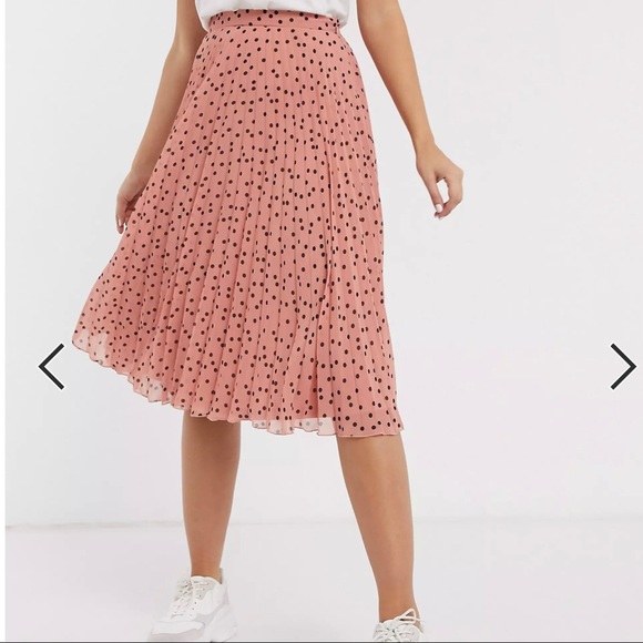 ASOS Oasis Polka Dot Pleated Midi Skirt - Picture 2 of 5